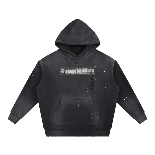 Strange By Nature Washed Hoodie – Distressed Oversized Graphic Hoodie