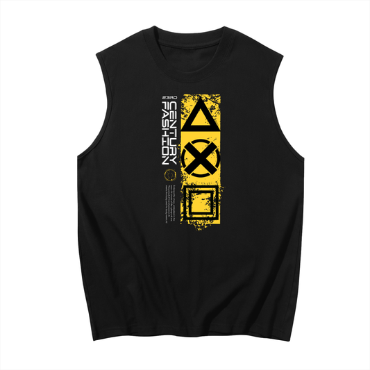 Cyberpunk Black Sleeveless Cotton Tank Top