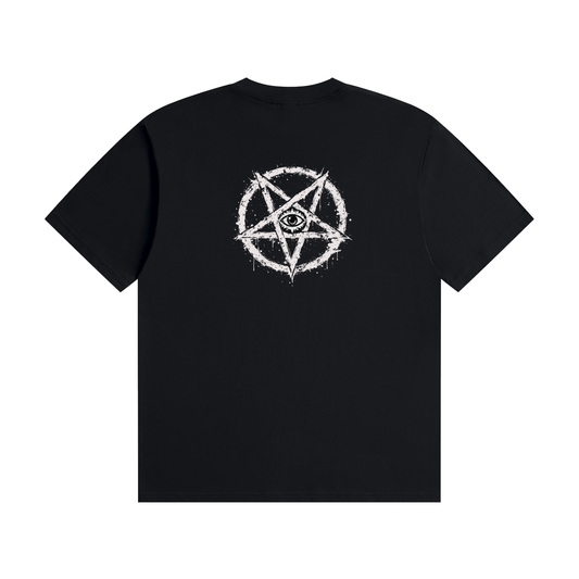 Pentagram Unisex Seamless Cotton T-Shirt Black