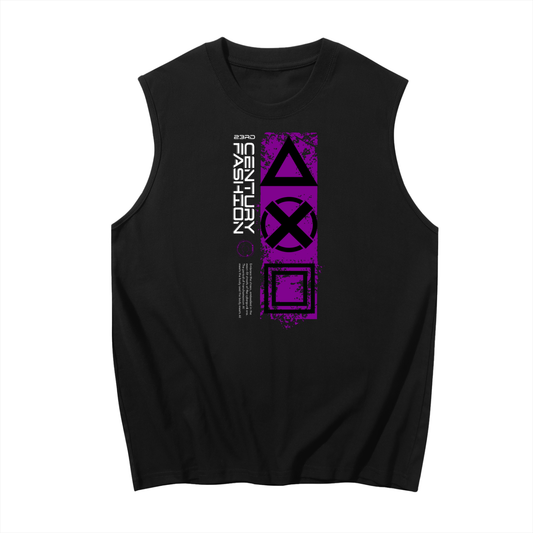 Cyberpunk Black Sleeveless Cotton Tank Top