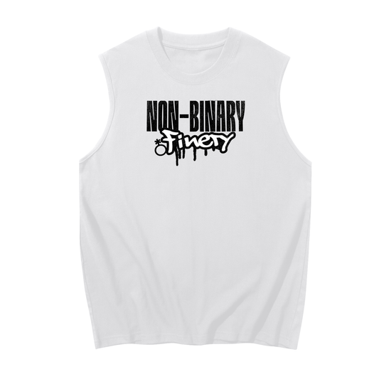 Non-Binary Finery White Sleeveless Cotton Tank Top