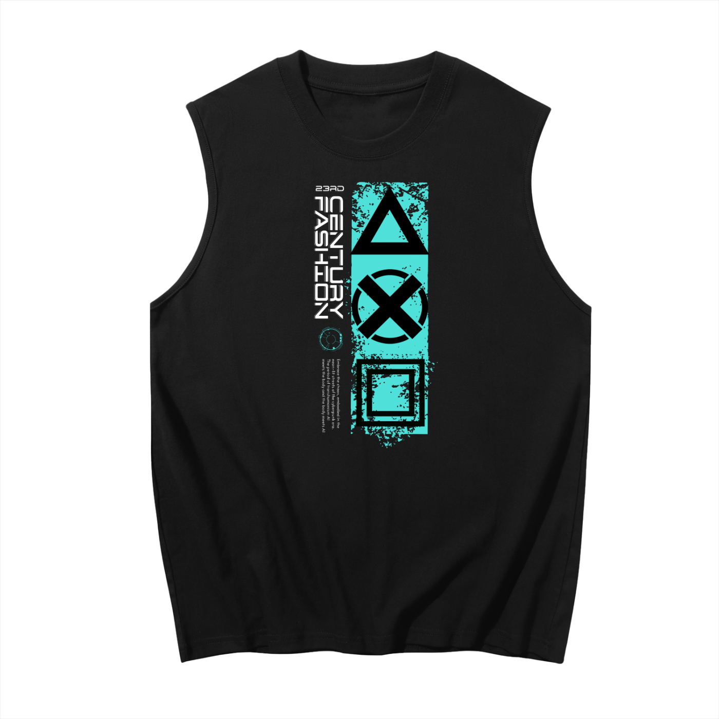 Cyberpunk Black Sleeveless Cotton Tank Top