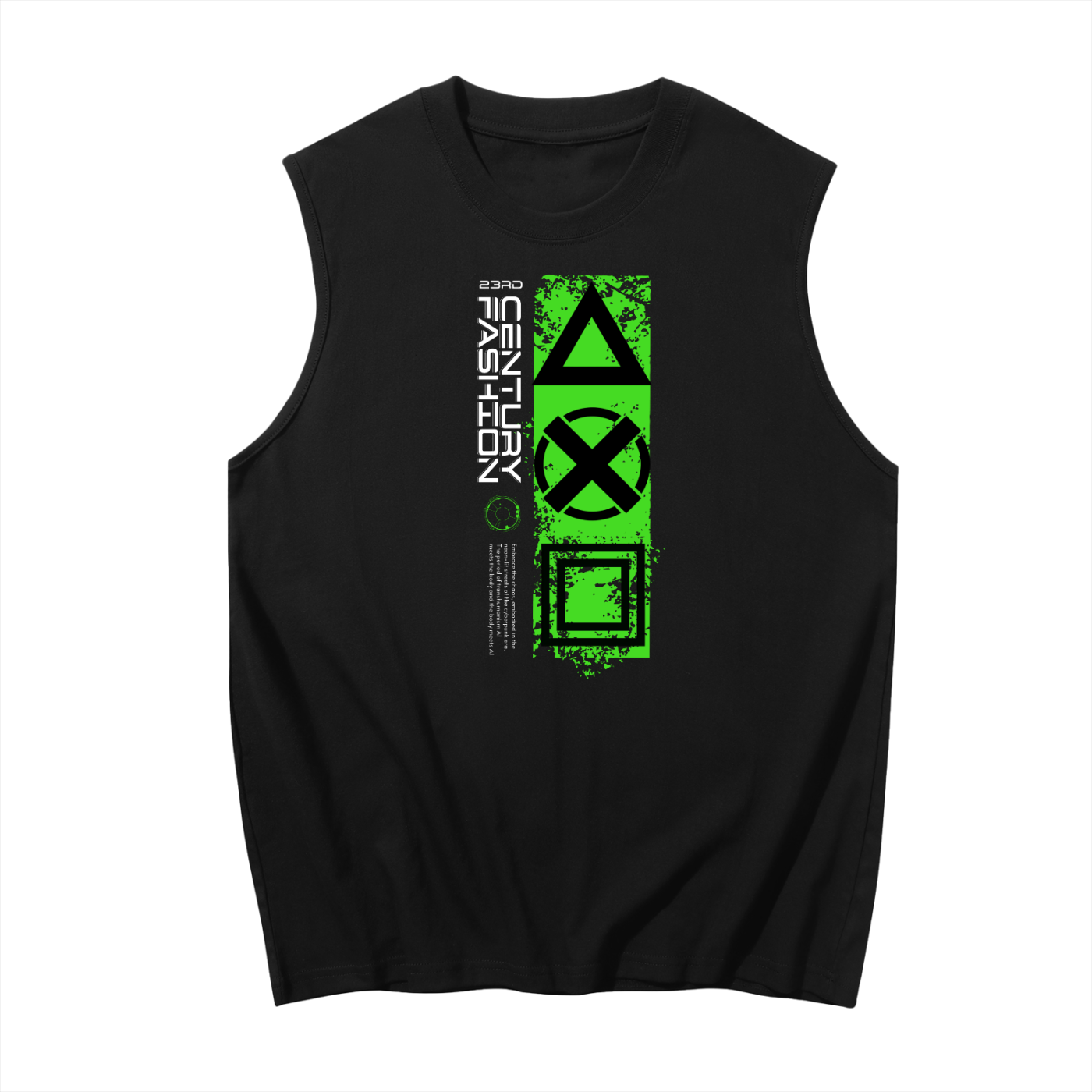 Cyberpunk Black Sleeveless Cotton Tank Top