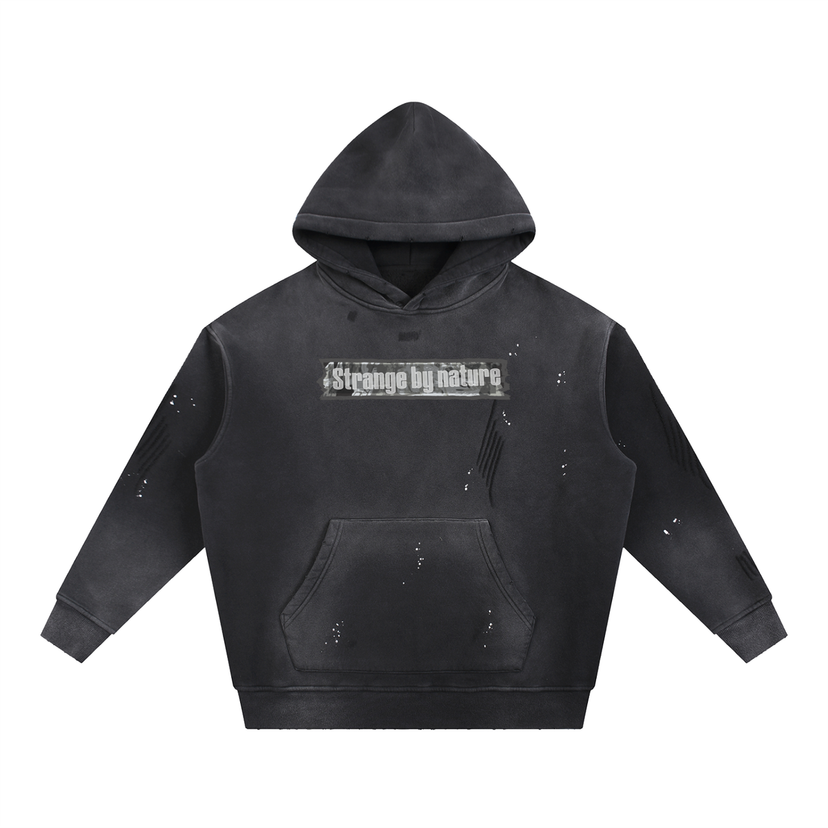 Strange By Nature Washed Hoodie – Distressed Oversized Graphic Hoodie